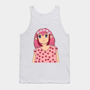 Pink Hair Anime Girl Tank Top